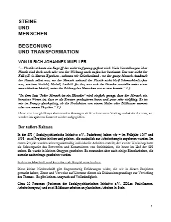 Steine und Menschen, Begegnung und Transformation